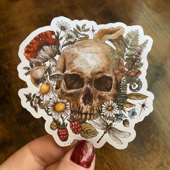 Mushroom Skull Glossy Sticker - Picture 1 of 7